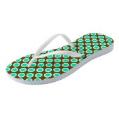 Omcirkelde stippen, bruin en turkooizen teenslippers (Schuin)
