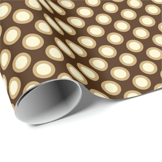 Omcirkelde stippen, chocolade, crème en tan cadeaupapier (Rol Hoek)