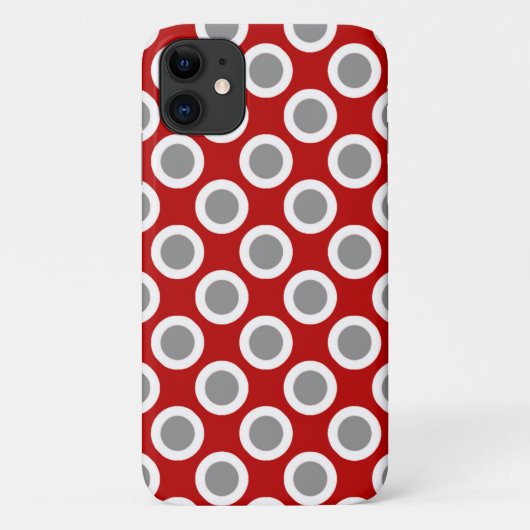 Omcirkelde stippen, diep rood en grijs Case-Mate iPhone case (Achterkant)