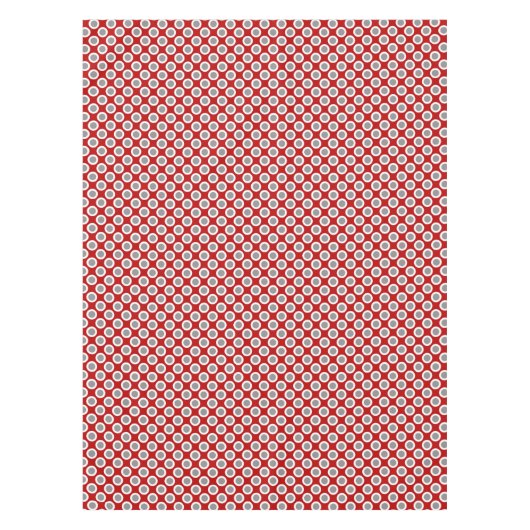 Omcirkelde stippen, diep rood en grijs tafelkleed (Voorkant)