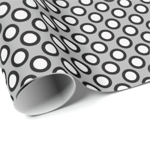Omcirkelde stippen, grijs, zwart en wit cadeaupapier