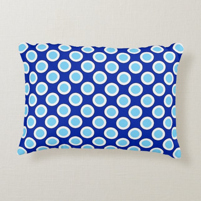 Omcirkelde stippen, kobalt blauw en wit accent kussen (Achterkant)
