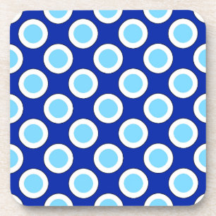 Omcirkelde stippen, kobalt blauw en wit onderzetter