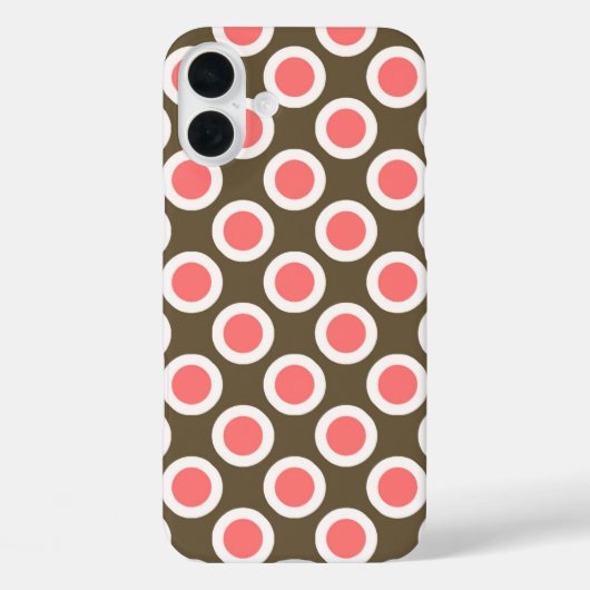 Omcirkelde stippen, taupen en koraalroze Case-Mate iPhone case (Achterkant)