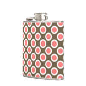 Omcirkelde stippen, taupen en koraalroze heupfles (Links)