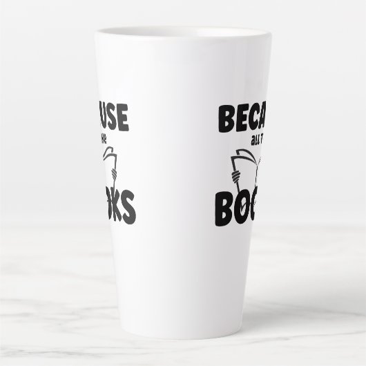 Omdat alle boeken latte mok (Voorkant)