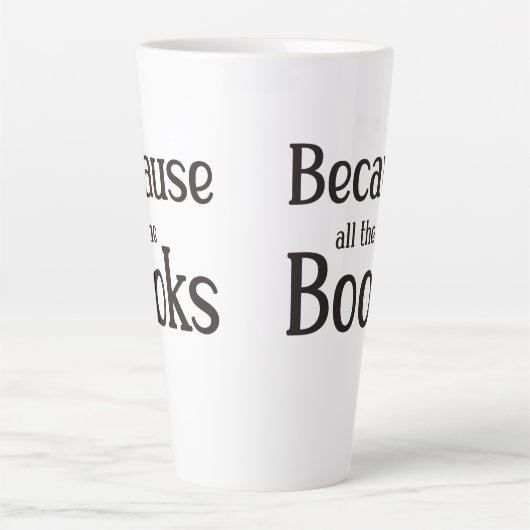 Omdat alle boeken latte mok (Voorkant)