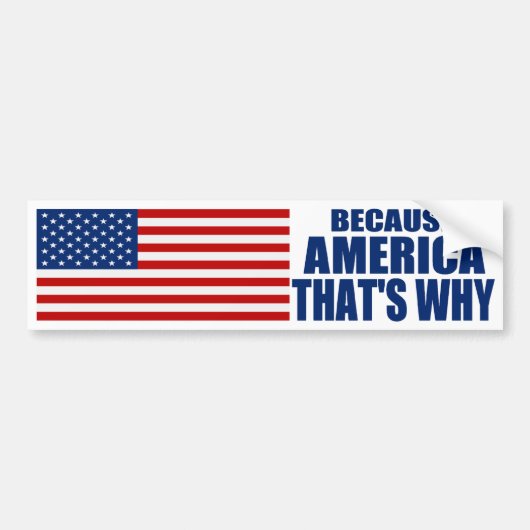 OMDAT AMERIKA DAAROM Bumpersticker IS (Voorkant)