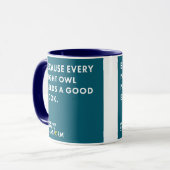 Omdat de Blauwgroen Night Owl Mok (Voorkant links)