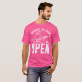 Omdat de deur open was, grappige parachuting Skydi T-shirt (Voorkant volledig)