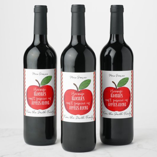 Omdat de leraar niet alleen op appels kan overleve wijn etiket (Flessen)