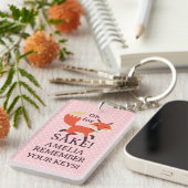 Omdat De Vos Pink en Witte Stippen Sleutelhanger (Voorkant Rechts)