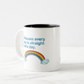 Omdat elke dag Recht Pride-dag is Tweekleurige Koffiemok (Voorkant links)
