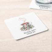 Omdat gelukkig van theeslogan houdt,  bekerrozen kartonnen onderzetters (Schuin)