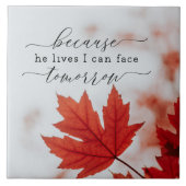 Omdat hij leeft dat ik morgen Inspirerend kan zien Tegeltje (Voorkant)