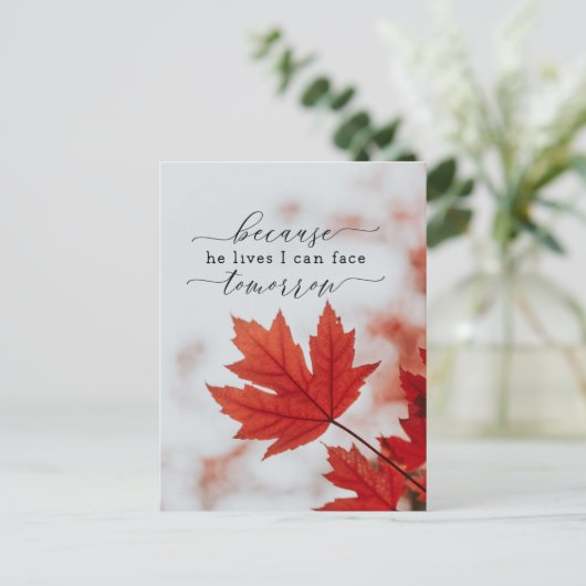 Omdat hij leeft dat ik morgen kan zien Hymn Briefkaart (Staand voorkant)
