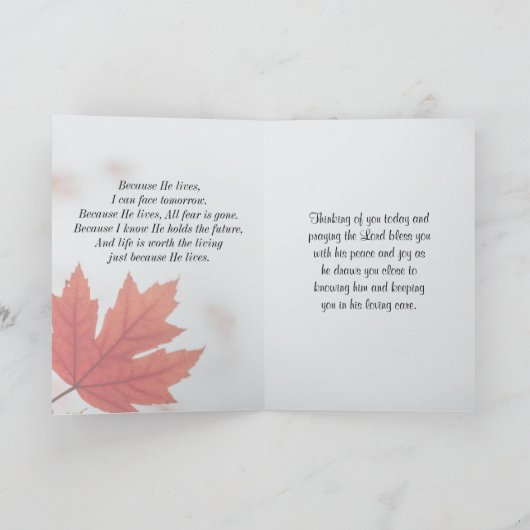 Omdat hij leeft dat ik morgen kan zien Hymn Kaart (Binnen)