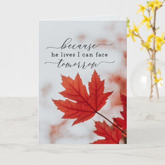 Omdat hij leeft dat ik morgen kan zien Hymn Kaart (Gele Bloem)