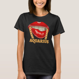 Omdat ik aquarius ben met rode lippen t-shirt