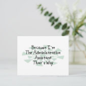 Omdat ik de administratief assistent ben briefkaart (Staand voorkant)