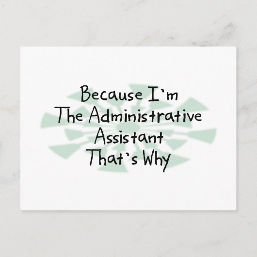 Omdat ik de administratief assistent ben briefkaart (Voorkant)