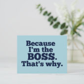 Omdat ik de baas ben, daarom briefkaart (Staand voorkant)