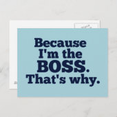 Omdat ik de baas ben, daarom briefkaart (Voorkant / Achterkant)