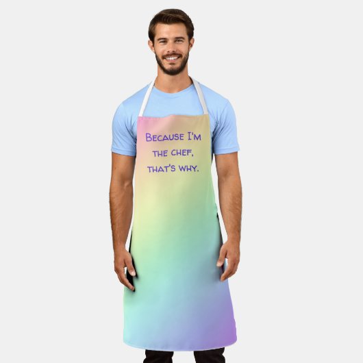 Omdat ik de Chef ben - Funny Pastel Rainbow Schort (Gedragen)