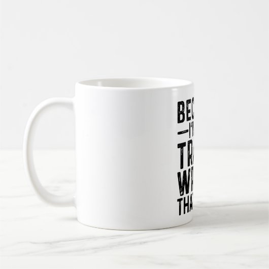 Omdat ik de reisschrijver ben, daarom koffiemok (Links)