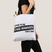 Omdat ik de toneelmanager ben, daarom | Zwart V Tote Bag (Dichtbij)