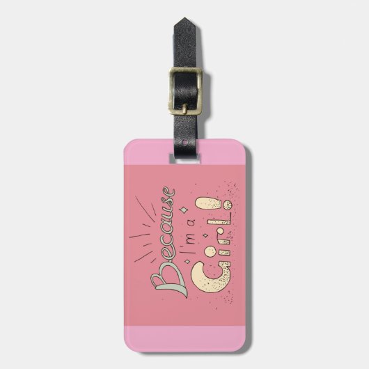 Omdat ik een feministisch meisje ben bagagelabel (Voorkant verticaal)