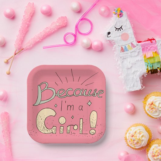 Omdat ik een feministisch meisje ben papieren bordje