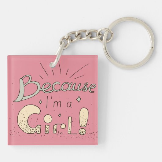 Omdat ik een feministisch meisje ben sleutelhanger (Achterkant)