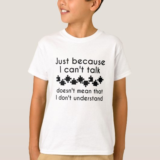 Omdat ik niet kan praten t-shirt (Voorkant)