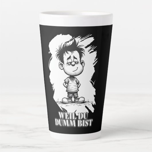 Omdat je dom bent – ironische statement-motiv latte mok (Voorkant)