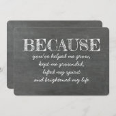 Omdat je mijn leven ophelderde BRIDESMAID CARD Kaart (Voorkant / Achterkant)