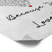 Omdat je van me houdt, Grijze Zong Lyric Print (Hoek)