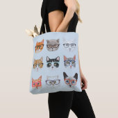 Omdat Katten Tekst Bewerkbare Hipster Katten in Br Tote Bag (Dichtbij)