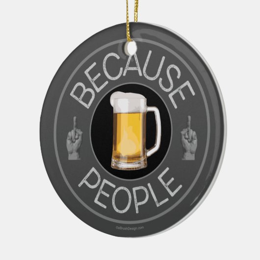 Omdat mensen (bier) keramisch ornament (Links)