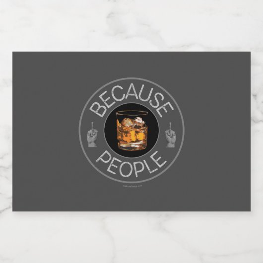 Omdat mensen (whisky) likeurfles etiket (Enkel label)