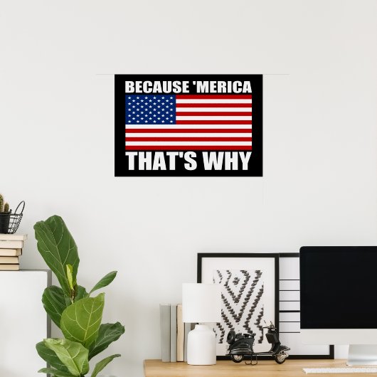 OMDAT 'MERICA DIE WAAROM ONS Vlag Poster (klein) I (Thuiskantoor)