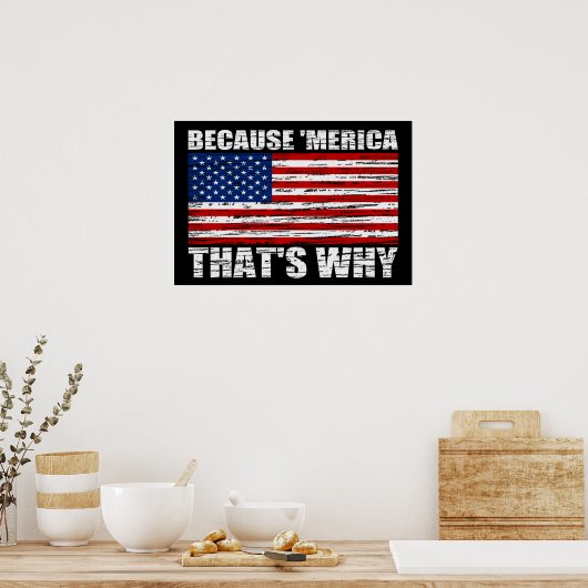OMDAT 'MERICA DIE WAAROM ONS Vlag Poster (klein) I (Keuken)