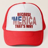 OMDAT 'MERICA DIE WAAROM Tucker Hat (rood) IS Trucker Pet (Voorkant)
