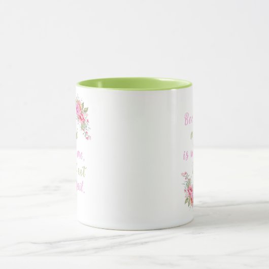 "Omdat mijn God in mij is" Floral Mok (Midden)