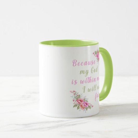 "Omdat mijn God in mij is" Floral Mok (Voorkant rechts)