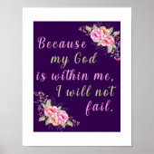 "Omdat mijn God in mij is" Paarse muur Poster (Voorkant)