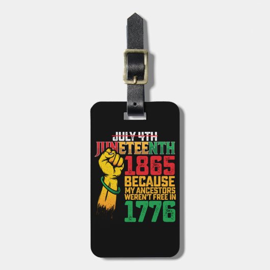 Omdat mijn voorouders niet vrij waren op 4 juli 17 bagagelabel (Voorkant verticaal)