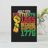 Omdat mijn voorouders niet vrij waren op 4 juli 17 kaart (Staand voorkant)