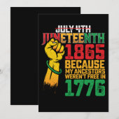 Omdat mijn voorouders niet vrij waren op 4 juli 17 kaart (Voorkant / Achterkant)