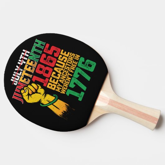Omdat mijn voorouders niet vrij waren op 4 juli 17 tafeltennisbatje (Zijkant)